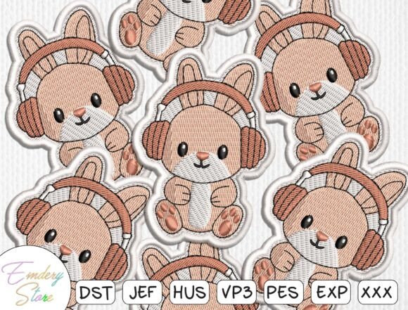 Cute Bunny Embroidery Patch Set