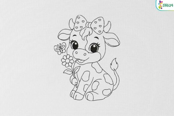 Cute Cow with Flower Butterfly Bow Charm