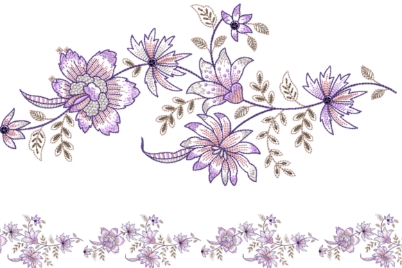 Floral Embroidery Border Design