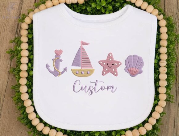 Personalized Coastal Embroidery Design